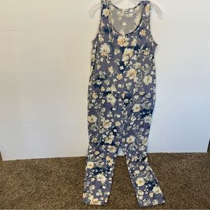 Doublju Floral Sleeveless Jumpsuit/Overalls/Romper Sz L